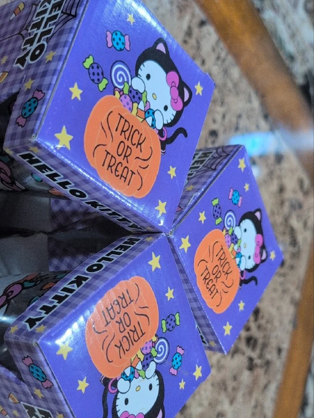 Hello Kitty Purple Halloween Glasses with Orange Pumpkin Art